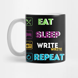 Funny eat sleep write repeat Mug